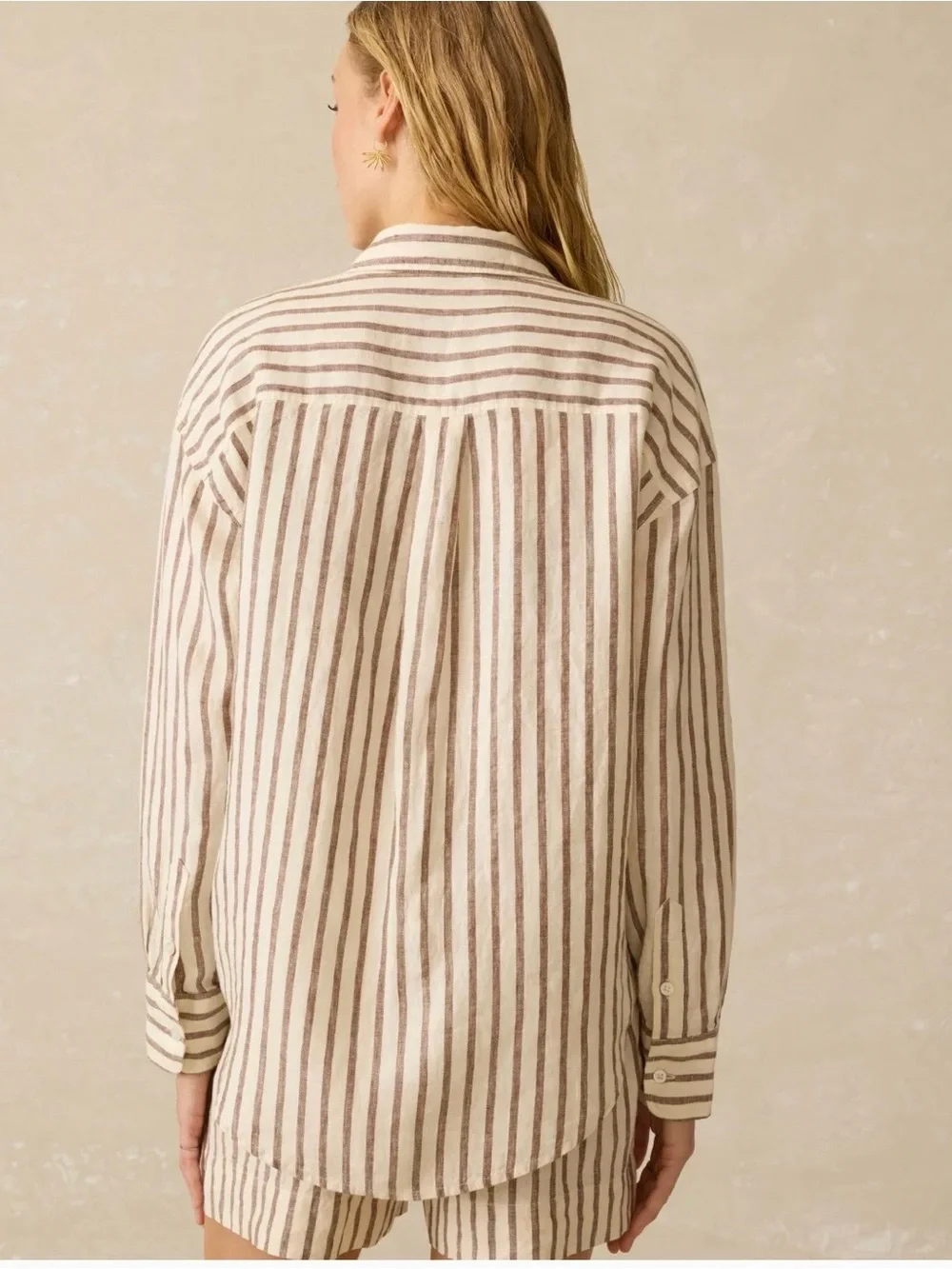 FAHERTY Laguna Linen Relaxed Shirt
in Cocoa Grove Stripe - Picture 5 of 7